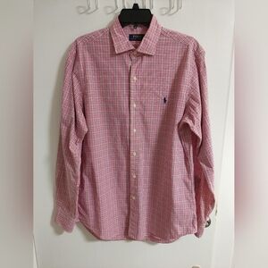 Ralph Lauren Men's Pink and White Checkered Shirt